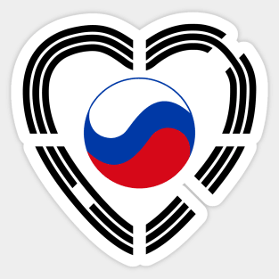 Korean Russian Multinational Patriot Flag Series (Heart) Sticker